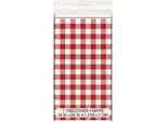 Unique Party - Vichy Check - Tovaglia Per Feste, Plastica SG23921 (Taglia Unica) (Rosso/Bianco)