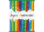 Unique Party - Sacchetti Per Feste Con Nastro Arcobaleno "Joyeux Anniversaire"" Confezione Da 8 Pezzi SG23795 (Taglia Unica) (Colorato)"