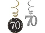 Amscan - Swirl - Decorazioni Da Appendere, 70. Confezione Da 12 - Foil SG24981 (Taglia Unica) (Oro/Nero/Argento)