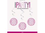 Unique Party - Swirl - Decorazione Da Appendere, 80. Confezione Da 6 - Foil SG24284 (Taglia Unica) (Rosa/Argento)