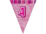 Unique Party - Bandiere Glitterate, Foil, 4° Compleanno SG24471 (Taglia Unica) (Rosa)