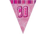 Unique Party - Bandiere Glitterate, Foil, 11° Compleanno SG24475 (Taglia Unica) (Rosa)