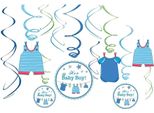Amscan - Salopette - Festoni "With Love"", Baby Shower 12-Pack - Cartone, Foglio SG24637 (Taglia Unica) (Blu)"