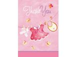Unique Party - Biglietto Di Ringraziamento "Stendibiancheria"", Baby Shower 8-Pack - Cartoncino SG24197 (Taglia Unica) (Rosa)"