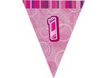 Unique Party - Bandiere Glitterate, Foil, 1° Compleanno SG24775 (Taglia Unica) (Rosa)