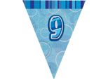 Unique Party - Bandiere Glitterate, Foil, 9 Compleanni SG24764 (Taglia Unica) (Blu)