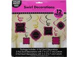 Amscan - Swirl - Decorazione "Fabulous"" Confezione Da 12 Pezzi - Foil SG24465 (Taglia Unica) (Rosa/Nero)"