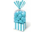 Amscan - Sacchetto Per Dolcetti A Righe Da 10 Pezzi SG24898 (Taglia Unica) (Blu Caraibico)