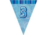 Unique Party - Bandiere Glitterate, Foil, 3 Compleanni SG24757 (Taglia Unica) (Blu)