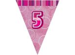 Unique Party - Bandiere Glitterate, Foil, 5° Compleanno SG24778 (Taglia Unica) (Rosa)