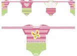 Unique Party - Modello A Punti - Ghirlanda, Carta, Baby Shower SG24653 (Taglia Unica) (Rosa/Verde/Bianco)