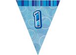 Unique Party - Bandiere Glitterate, Foil, 1° Compleanno SG24775 (Taglia Unica) (Blu)