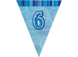 Unique Party - Bandiere Glitterate, Foil, 6 Compleanni SG24773 (Taglia Unica) (Blu)