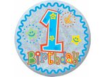Amscan - Bottone Olografico Per Festa Di 1° Compleanno - Metallo SG24818 (Taglia Unica) (Blu)