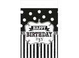 Amscan - Tovaglia Per Festa, Plastica, Buon Compleanno SG25079 (Taglia Unica) (Nero/Bianco)