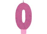 Amscan - Glitter - Candela Di Compleanno "Numero 0"" - Cera SG25012 (Taglia Unica) (Rosa)"