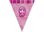 Unique Party - Bandiere Glitterate, Foil, 9 Compleanni SG24764 (Taglia Unica) (Rosa)