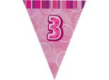 Unique Party - Bandiere Glitterate, Foil, 3 Compleanni SG24757 (Taglia Unica) (Rosa)