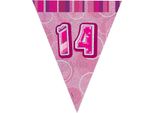 Unique Party - Bandiere Glitterate, Foil, 14° Compleanno SG24776 (Taglia Unica) (Rosa)