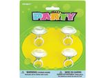 Unique Party - Bomboniera Di Plastica Con Anello Diamantato 4 Pezzi SG25225 (Taglia Unica) (Argento)