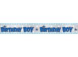 Unique Party - Con Strisce - Bandiera "Birthday Boy"", Foil SG25793 (Taglia Unica) (Blu/Bianco/Grigio)"