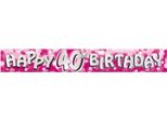 Amscan - Glitter - Bandiera, 40° Compleanno - Foil SG25560 (Taglia Unica) (Rosa/Argento)