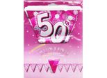 Amscan - Bandiere Glitterate, Foil, 50° SG25635 (Taglia Unica) (Rosa/Argento)