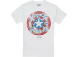 Captain America - Maglietta "Shield"" Da Uomo TV2237 (L) (Bianco)"