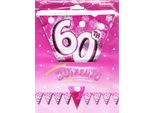 Amscan - Bandiere Glitterate, 60° Compleanno SG25831 (Taglia Unica) (Rosa/Argento)