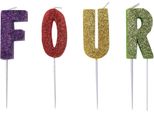 Amscan - Lettera - Candele "Four"" 4-Pack - Cera SG25479 (Taglia Unica) (Viola/Rosso/Oro)"