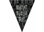 Unique Party - Glitter - Bandiere, Foil, Buon Compleanno SG25697 (Taglia Unica) (Nero/Argento)