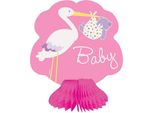 Unique Party - Cicogna - Decorazione, Confezione Da 4 Pezzi Per Bambina SG26029 (Taglia Unica) (Rosa/Bianco)