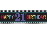 Amscan - "Gigante"" - Bandiera Per 21° Compleanno - Plastica SG26006 (Taglia Unica) (Nero/Colorato)"