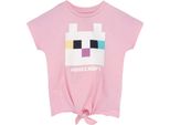 Minecraft - Maglietta Con Nodo Frontale Per Ragazze NS6689 (158-164) (Rosa/Bianco)