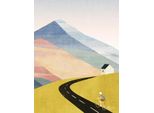 Henry Rivers - Stampa Su Tela "Cycling Home"" PM7211 (40 Cm X 30 Cm) (Verde/Nero/Blu)"