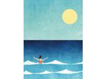 Henry Rivers - Leinwanddruck "Sea Swim"" PM7206 (40 Cm X 30 Cm) (Blau)"