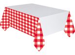 Amscan - Vichy Check - Tovaglia Per Feste, Plastica SG26626 (Taglia Unica) (Rosso/Bianco)