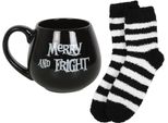 Something Different - Set Tazza/Calza "Merry & Fright"", Design Natalizio SD4868 (Taglia Unica) (Nero/Bianco)"
