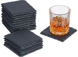 Relaxdays Set Di 16 Sottobicchieri In Ardesia 10X10 Cm