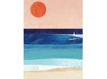 Henry Rivers - Leinwanddruck, Surfer PM6467 (40 Cm X 30 Cm) (Blau/Pfirsich/Arancione)