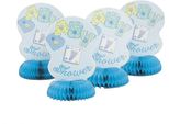 Unique Party - Trapuntato - Centrotavola Per Feste, Baby Shower 4-Pack - Cartone SG27100 (Taglia Unica) (Blu/Bianco)