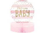 Creative Party - Motivo A Nido D'ape - Centrotavola Per Feste "Welcome Baby"" - Carta Velina, Cartone SG27040 (Taglia Unica) (Rosa/Oro/Bianco)"
