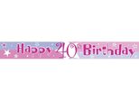 Amscan - Shimmer - Bandiera 40° Compleanno - Foil SG26683 (Taglia Unica) (Rosa/Bianco/Blu)