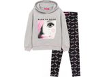 Barbie - Set Con Cappuccio E Leggings Per Bambina NS6749 (104) (Grigio/Nero/Bianco)