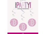 Unique Party - Swirl - Decorazione Da Appendere 6 Pezzi - Foil SG28343 (Taglia Unica) (Rosa/Argento)