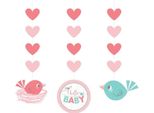 Creative Party - Ritaglio - Decorazione Da Appendere "Hello Baby Girl"" Confezione Da 3 Pezzi - Cartone, Filo SG28355 (Taglia Unica) (Rosa/Rosso)"