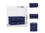 Vidaxl Panca Pieghevole Con Vano Portaoggetti Blu 76X38X38 Cm Aspetto Lino - Cassapanche E Panche Da Ingresso