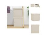 Vidaxl Sgabello Con Vano Portaoggetti 2 Pz. Look Lino Bianco Crema - Sedie E Sgabelli Pieghevoli