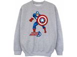 Captain America - Felpa "Il Primo Vendicatore"" Per Ragazzi BI359 (128) (Grau/Blau/Rot)"