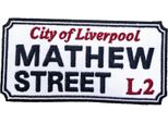 Generico - Cartello Stradale - Patch "Mathew Street Liverpool"" RO7382 (Taglia Unica) (Bianco/Nero/Rosso)"